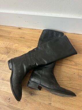 MaxMara Black Over-the-Knee Leather Boots